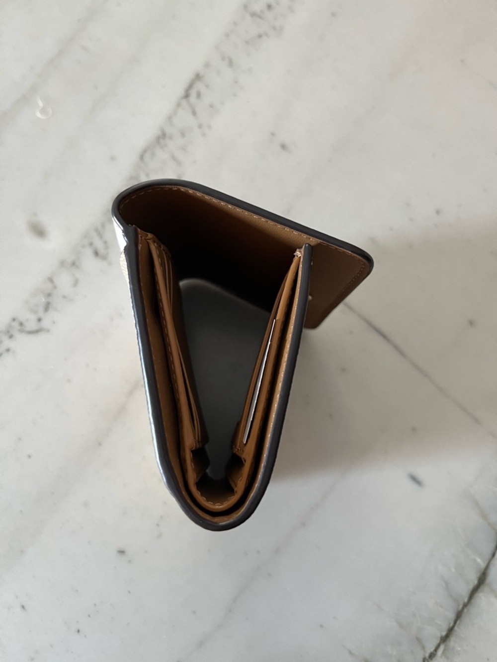 COACH Cream Floral Compact Trifold Wallet with Gold Logo - Picture 9 of 10